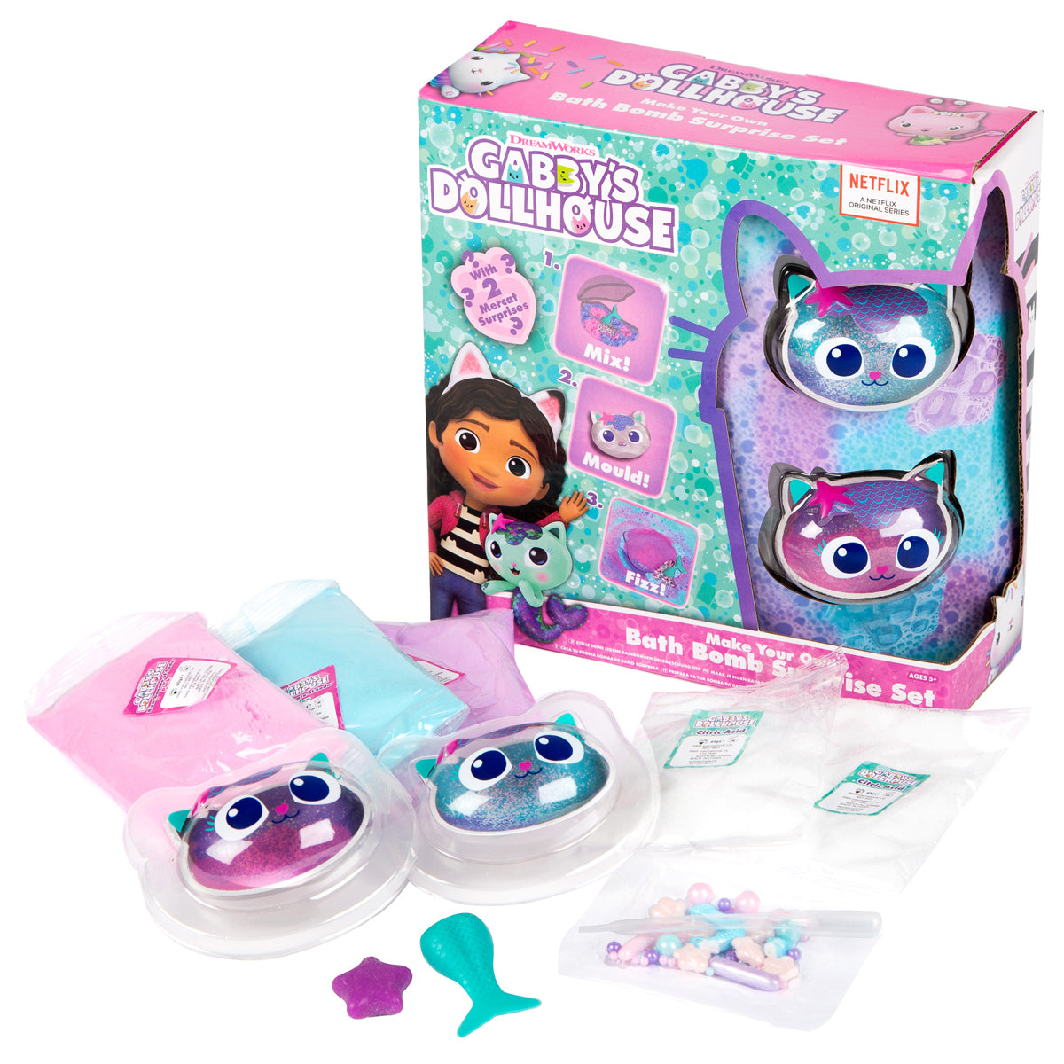 Gabby's Dollhouse Make Your Own Bath Bomb Surprise Set – Creative DIY Craft Kit for Kids