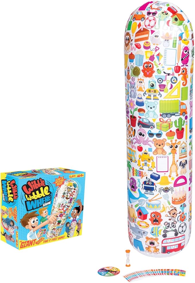 Wibble Wobble Where Game – Giant Wobbly Find-It-First Inflatable Card Game for Kids & Families