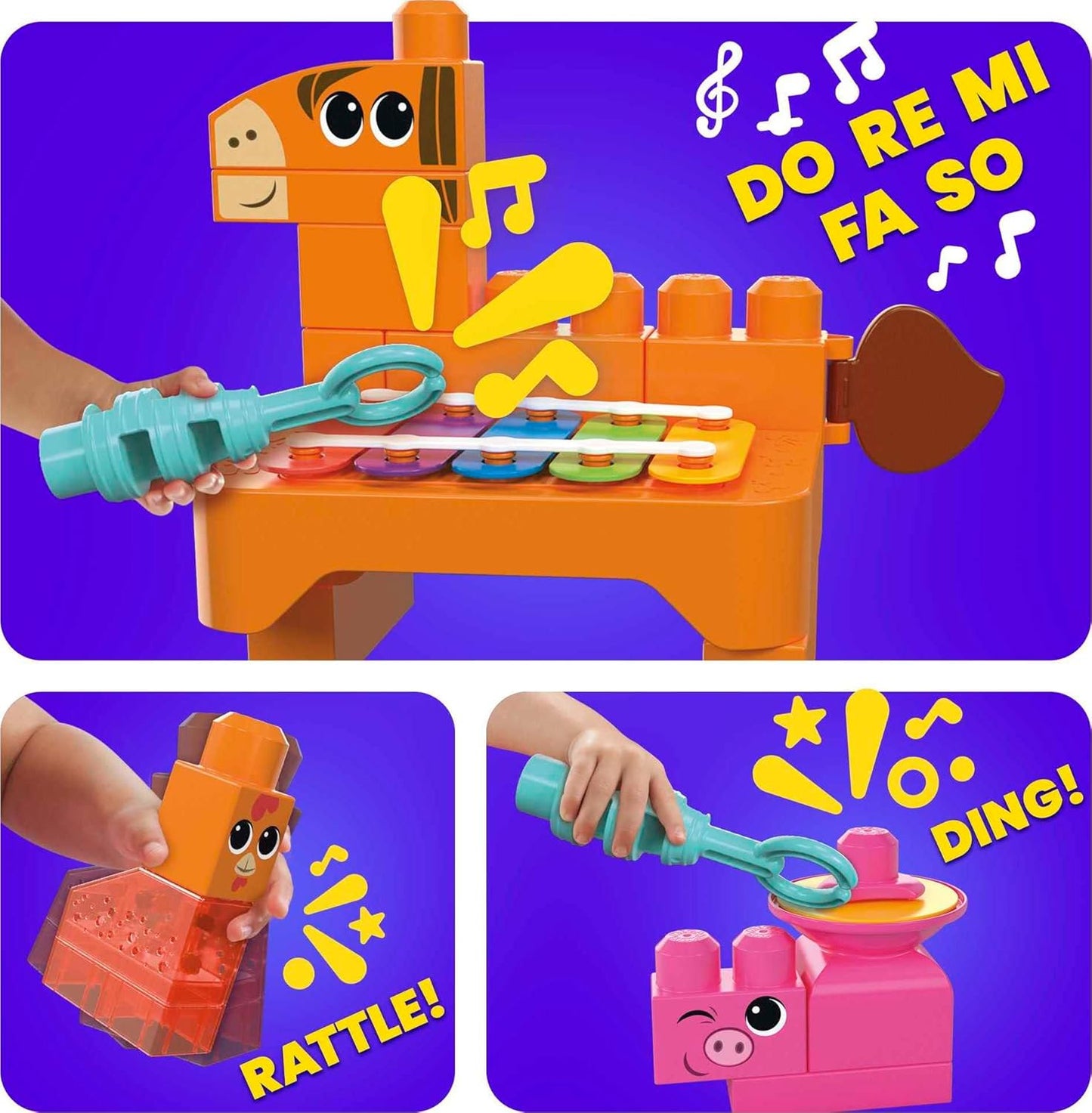 Mega Bloks Musical Farm Band – Sensory Building Set for Toddlers with Instruments & 40 Blocks