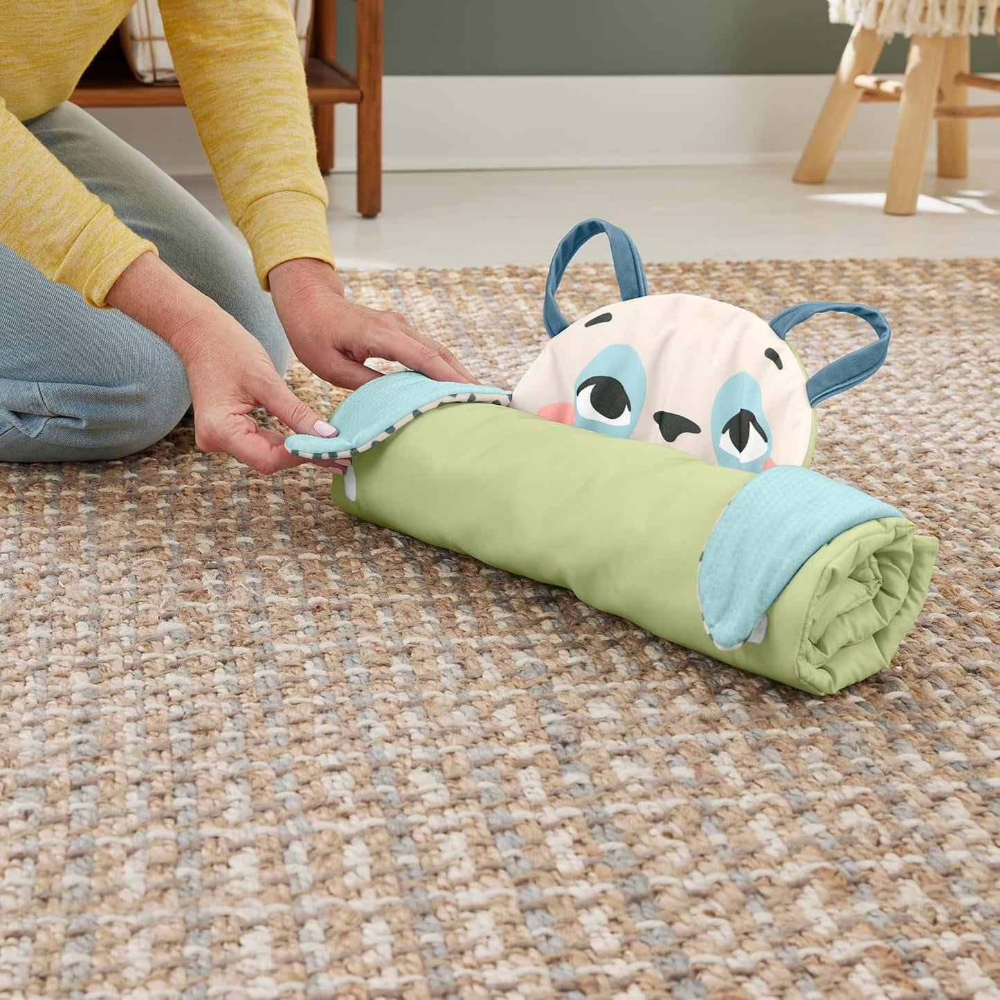 Fisher-Price Roly-Poly Panda Play Mat – 3-in-1 Baby Activity Gym for Lay & Play, Tummy Time & Travel