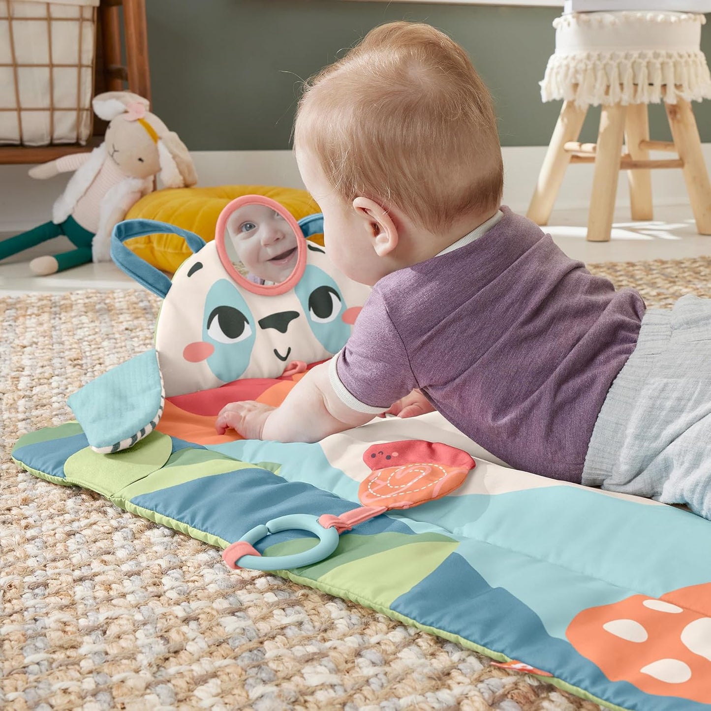 Fisher-Price Roly-Poly Panda Play Mat – 3-in-1 Baby Activity Gym for Lay & Play, Tummy Time & Travel