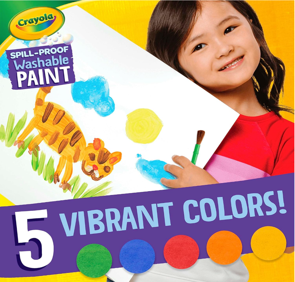 CRAYOLA Spill Proof Paint Set, Washable Paint for Kids