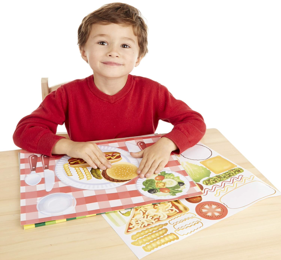 Melissa & Doug Make-A-Meal Sticker Pad – Creative Food Play for Kids