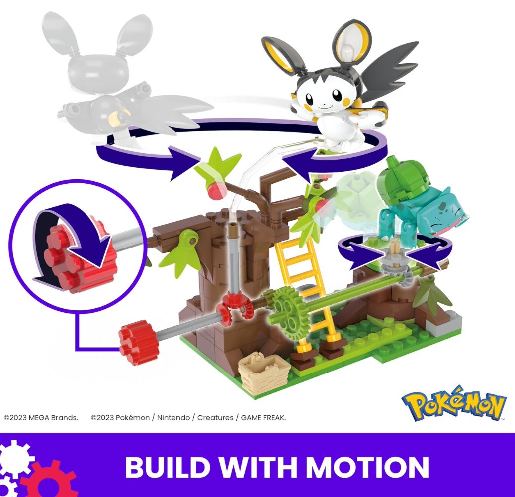 MEGA Pokémon Building Toys Set – Emolga and Bulbasaur's Charming Woods