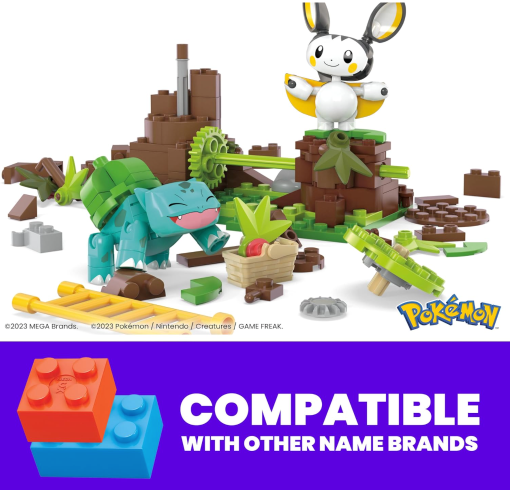 MEGA Pokémon Building Toys Set – Emolga and Bulbasaur's Charming Woods