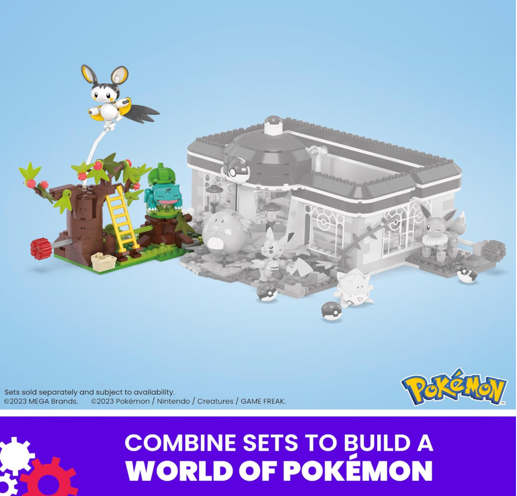 MEGA Pokémon Building Toys Set – Emolga and Bulbasaur's Charming Woods