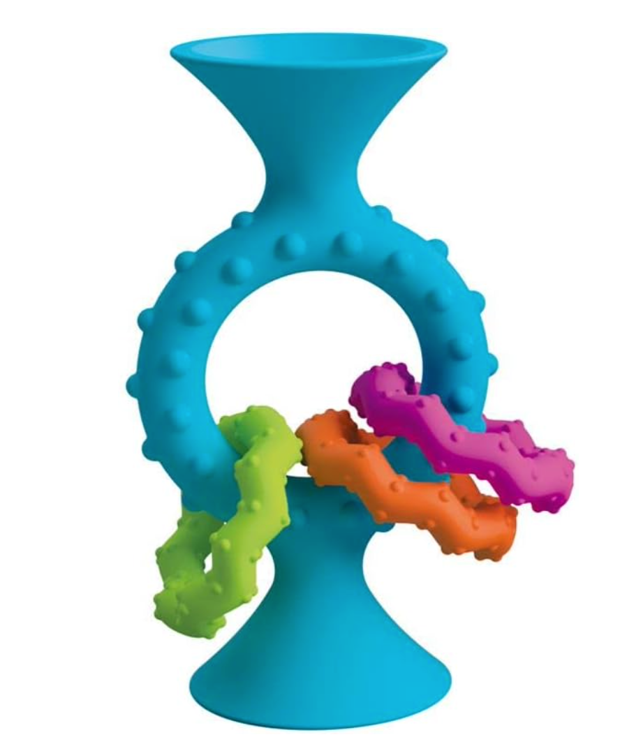 Fat Brain Toys pipSquigz Loops – Teal Sensory Suction Toy for Babies