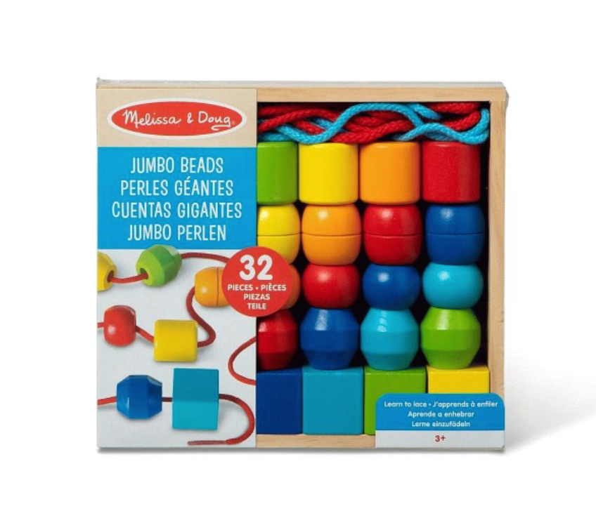 Melissa & Doug Wooden Jumbo Beads – Classic Hands-On Learning Fun