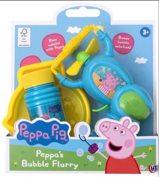 Peppa Pig Bubble Flurry | Kids Automatic Bubble Blower with 59ml Solution