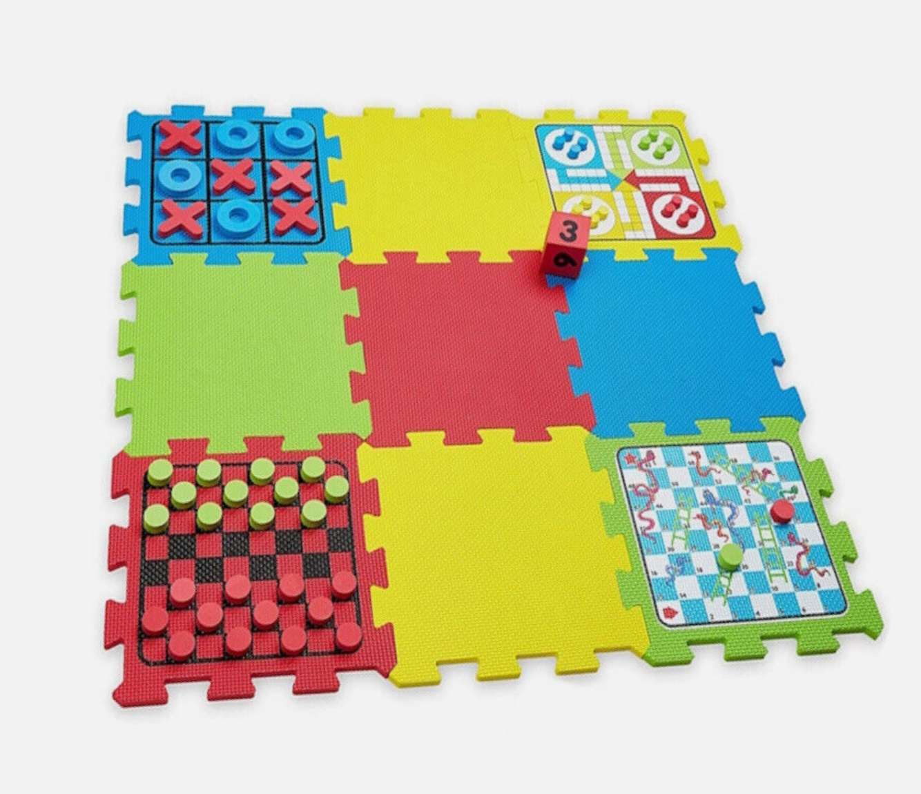 Foam Play Game Mats – 4-in-1 Classic Games Set in Zip Bag