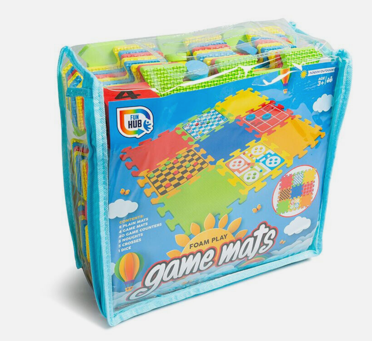 Foam Play Game Mats – 4-in-1 Classic Games Set in Zip Bag