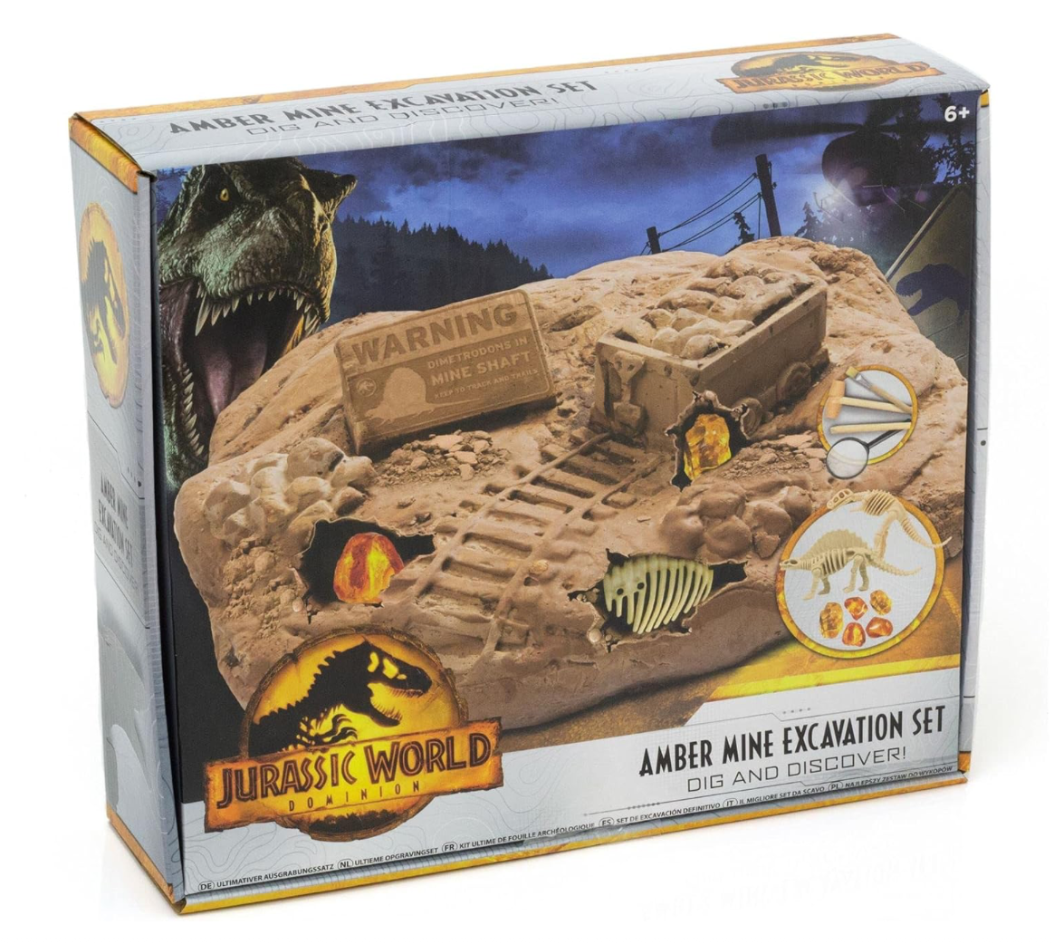 Jurassic World Dominion: Amber Mine Excavation Set – Dinosaur Dig & Fossil Discovery Kit