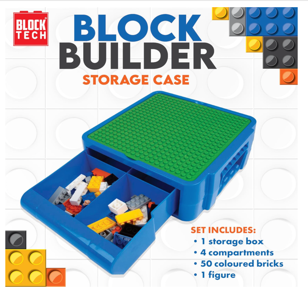 Building Blocks Storage Case – Blue | Portable Play & Brick Organizer with 50 Bricks