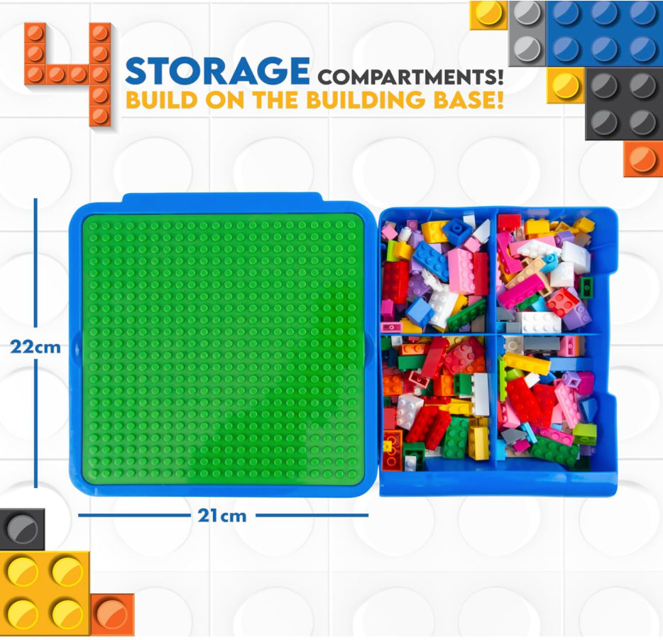 Building Blocks Storage Case – Blue | Portable Play & Brick Organizer with 50 Bricks