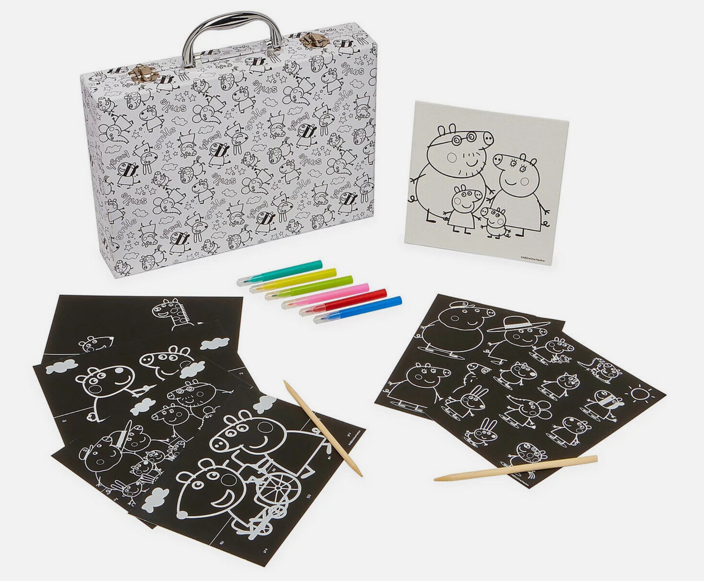 Peppa Pig Activity Box – 22 Piece Colouring, Stickers & Scratch Art Set for Creative Kids