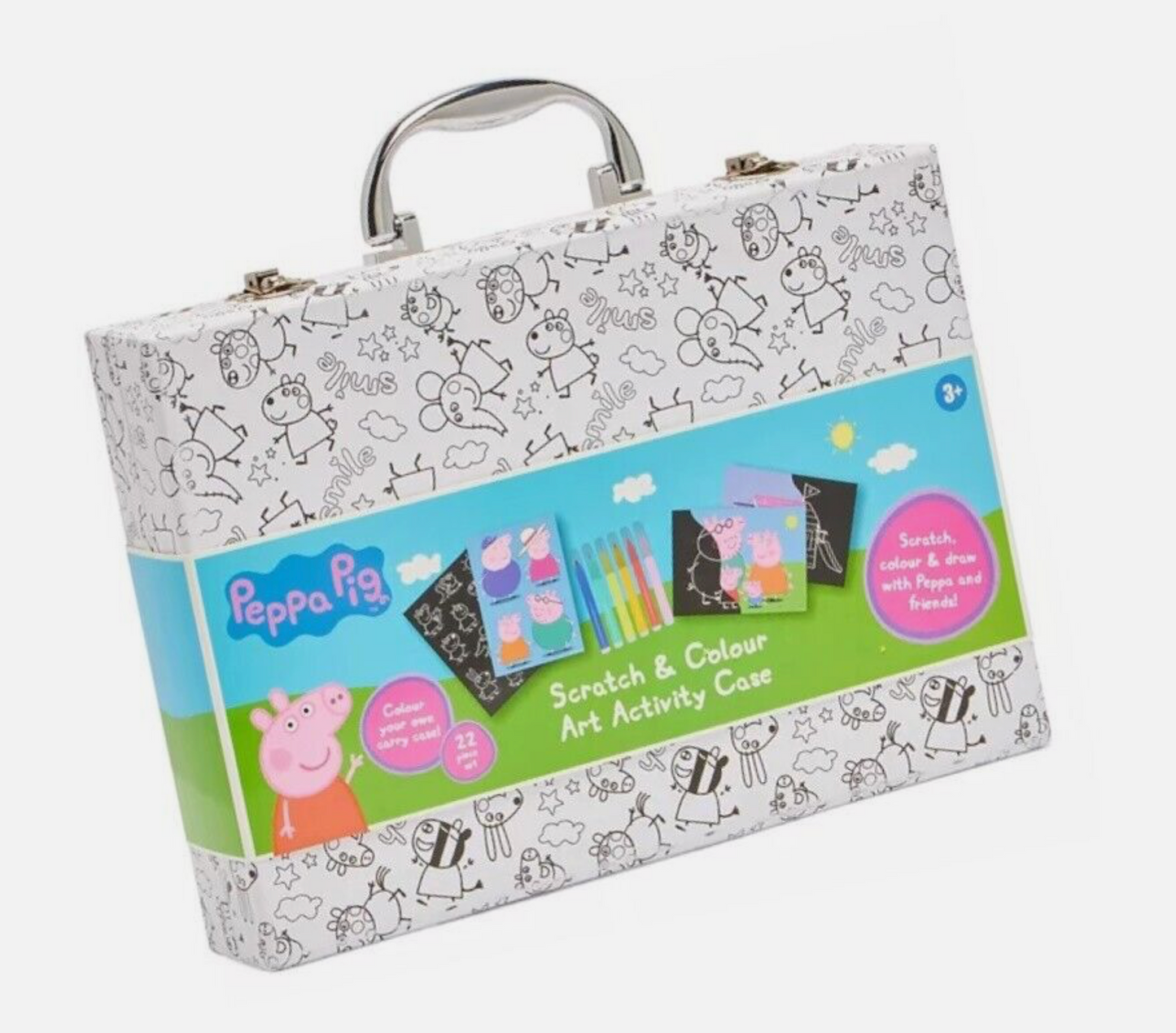 Peppa Pig Activity Box – 22 Piece Colouring, Stickers & Scratch Art Set for Creative Kids