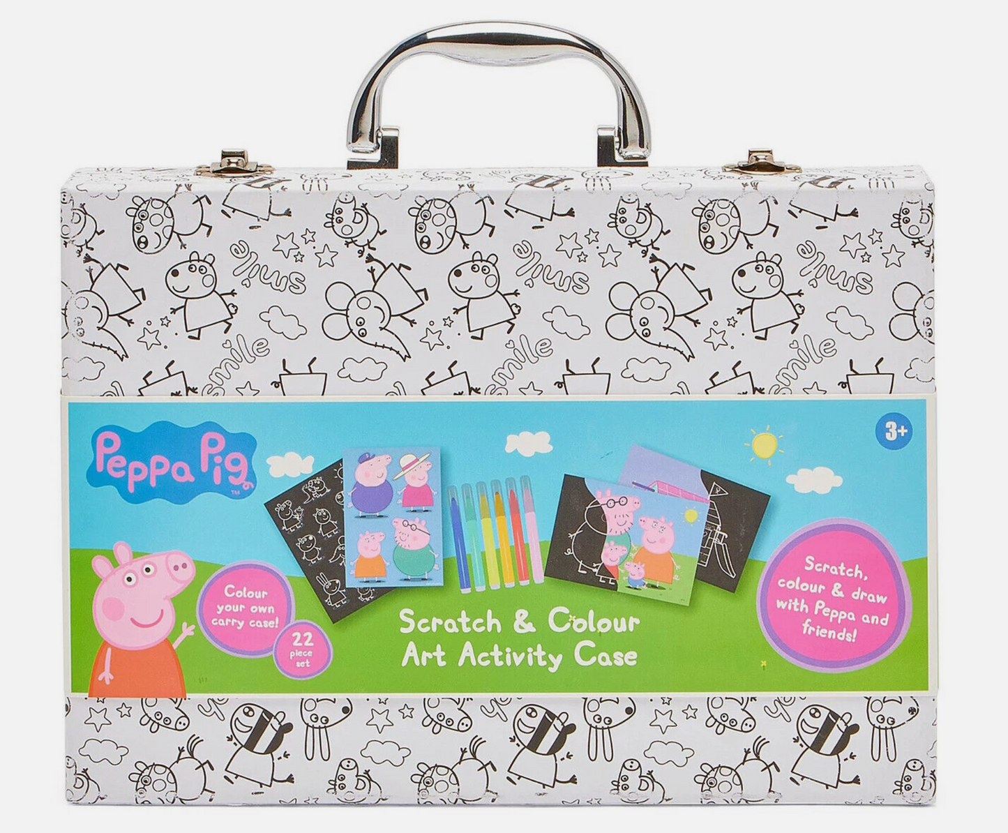 Peppa Pig Activity Box – 22 Piece Colouring, Stickers & Scratch Art Set for Creative Kids