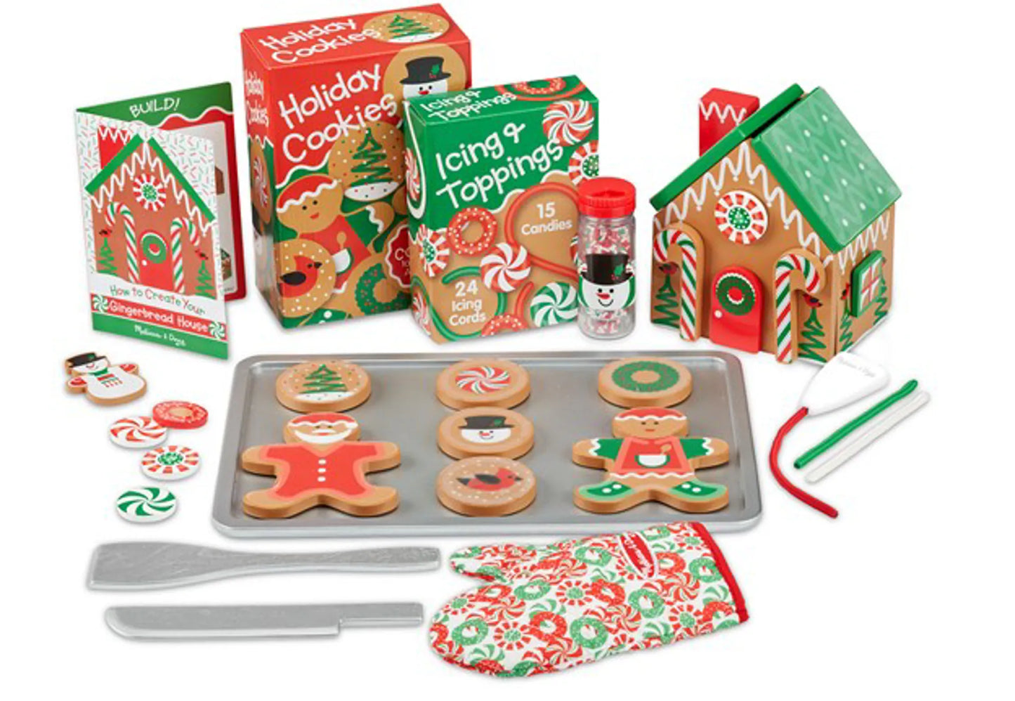 Melissa & Doug Deluxe Holiday Baking Set – Wooden Gingerbread House & Cookie Decorating Playset
