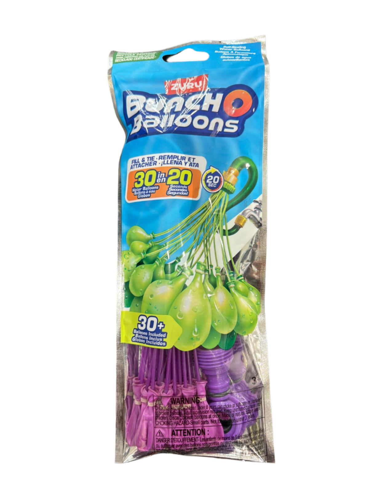 BUNCH O BALLOONS RAPID FILL RECYCLE 1PK FOILBAG PK24