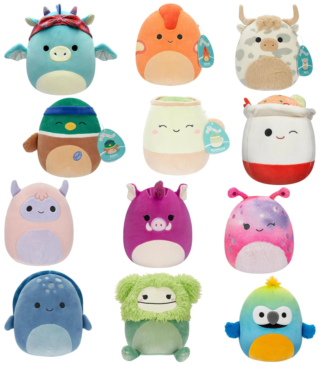 Squishmallows 19cm Plush Collection W17A – Nichelle, Borsa, Loraly, Rosemund, Baptise & Truman