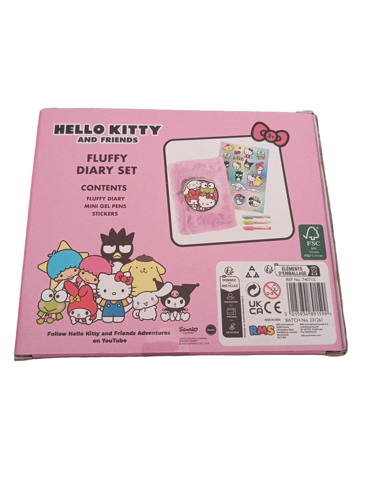 HELLO KITTY And Friends Fluffy MINI Diary Set PINK – Cute & Creative Stationery for Kids