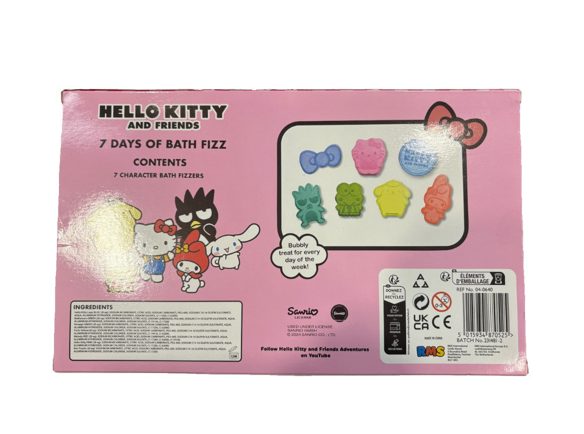 HELLO KITTY 7 Day Bath Fizzer Set – Kids Bath Bomb Gift Set with a Surprise for Every Day