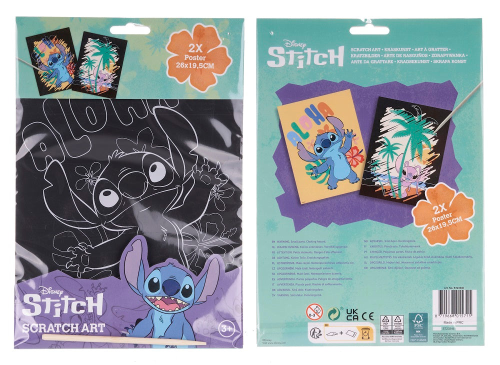 Disney Stitch Scratch Art Set | Includes 2 Posters & Scratch Tool