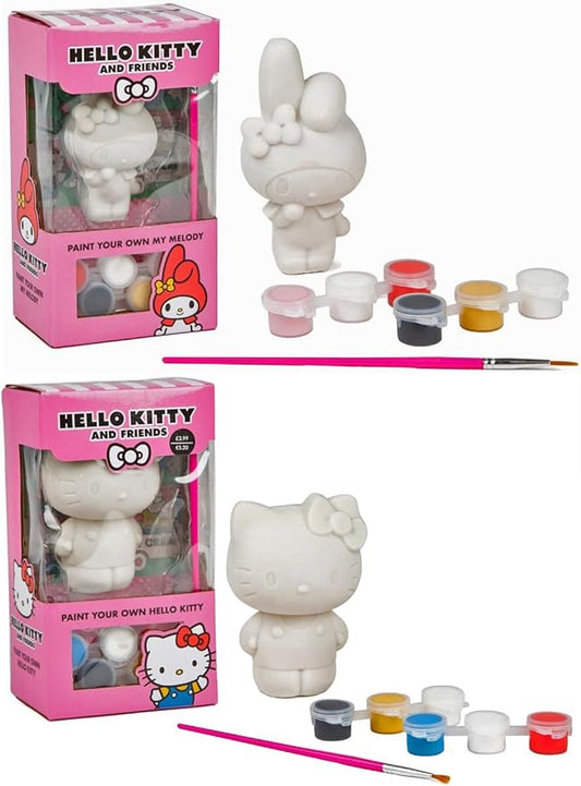 Hello Kitty & My Melody Paint Your Own Figures – Kids DIY Craft Set with Paints & Accessories