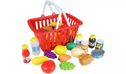 My Play House Shopping Basket – 20-Piece Pretend Play Food Set