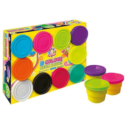 10PK 2oz Dough Neon – Bright & Fun Modelling Dough Set for Kids