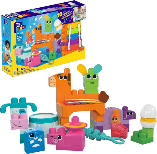 Mega Bloks Musical Farm Band – Sensory Building Set for Toddlers with Instruments & 40 Blocks