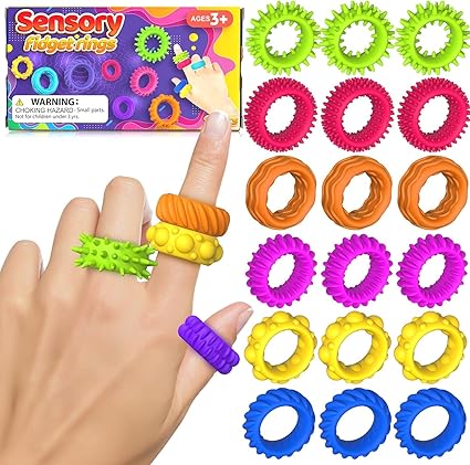 SENSORY FIDGET RINGS – Calming, Stretchy Finger Toys for Kids with Anxiety, ADHD, or Autism