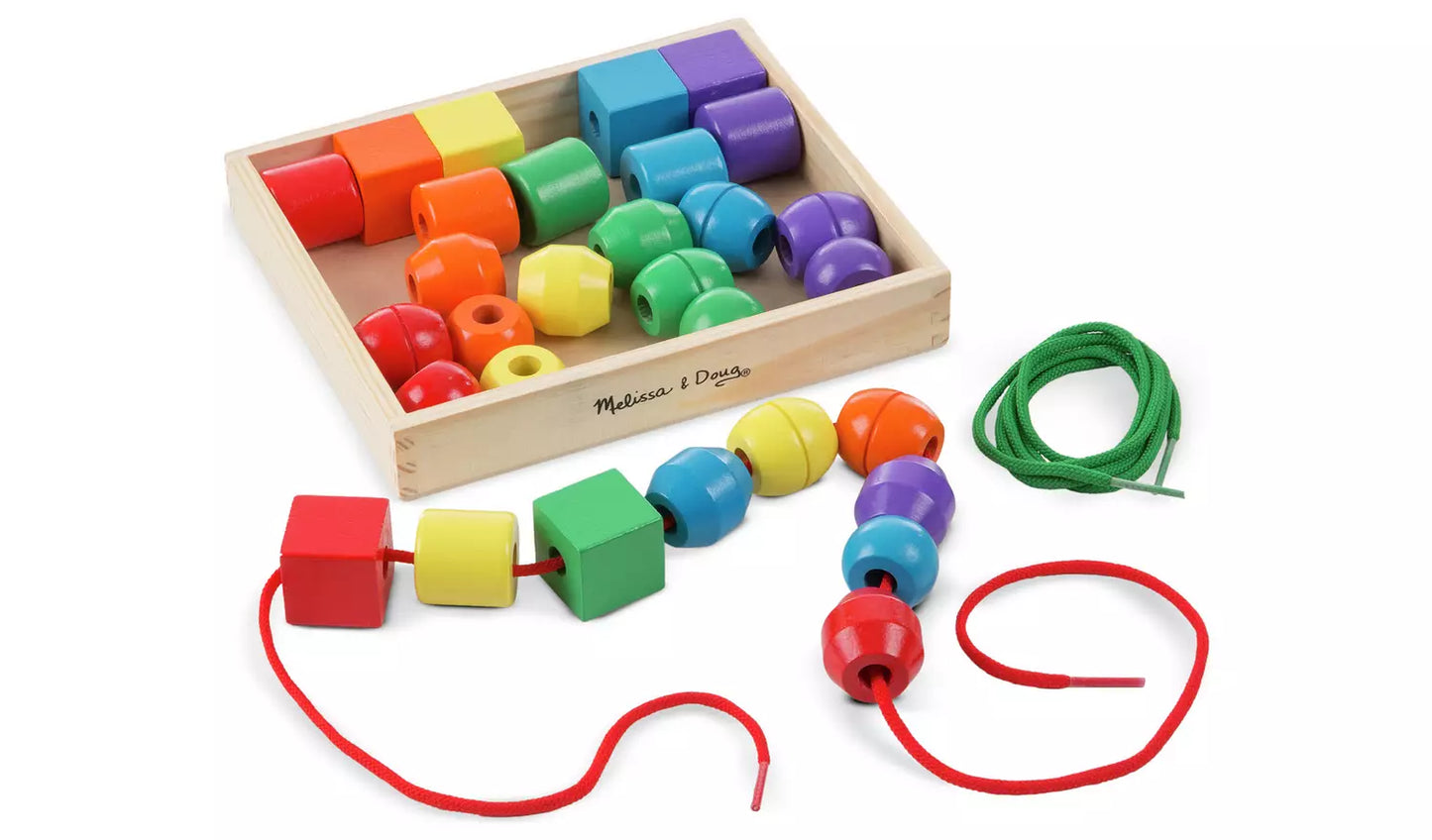 Melissa & Doug Wooden Jumbo Beads – Classic Hands-On Learning Fun