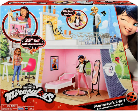 Miraculous Marinette Bedroom & Balcony 2-in-1 Play Set – Transforming Playhouse for Fans of Miraculous Ladybug!