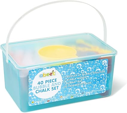abeec 40 Piece Bubble and Chalk Set – Jumbo Chalk & Bubbles for Outdoor Fun