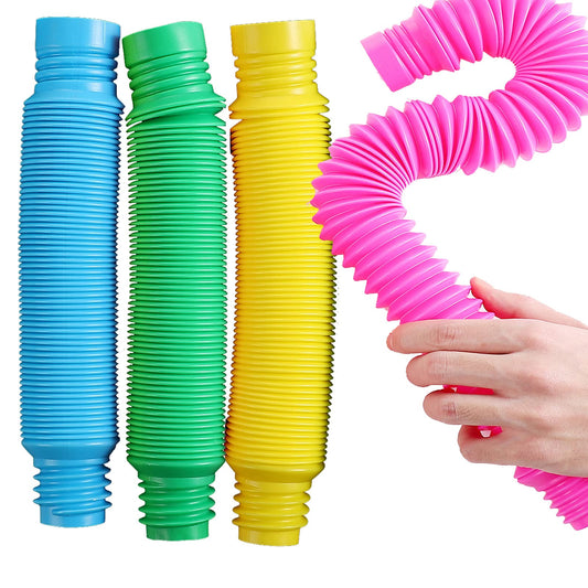 Pack of 4 Coloured Pop Tubes – Super Stretchy Connect Fidget Toy