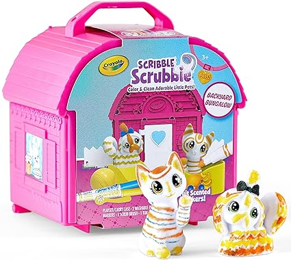 Crayola Scribble Scrubbie Pets Backyard Bungalow Playset – Color, Wash & Recreate (Ages 3+)