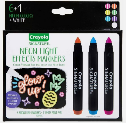 Crayola Signature Neon Light Effects Markers - Create Glowing Art!