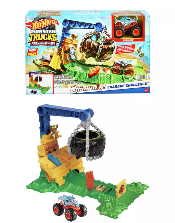 Hot Wheels Monster Truck Rhinomite Chargin Challenge Playset