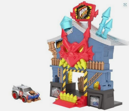 Boom City Racers Fireworks Factory 3 in 1 Transforming Playset Rip, Race,Explode