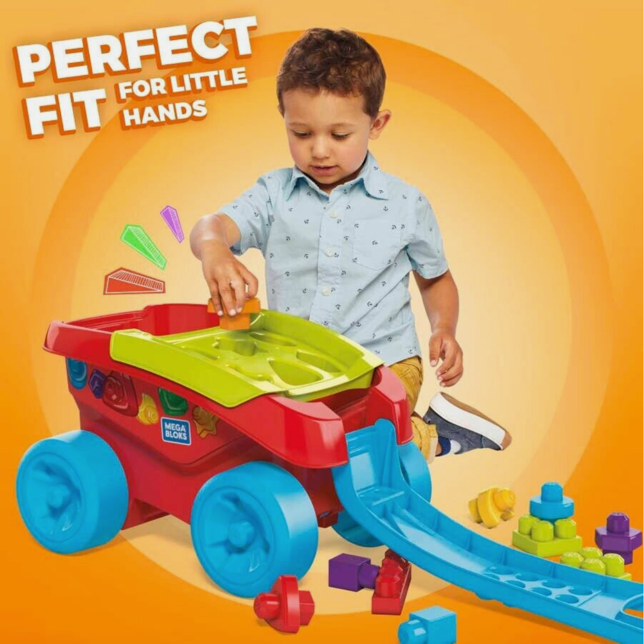 MEGA BLOKS Shape Sorting Wagon With 25 Building Blocks