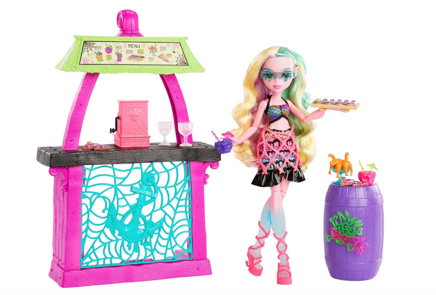 Monster High Doll and Playset, Lagoona Blue Scare-adise Island Snack Shack with Food Accessories