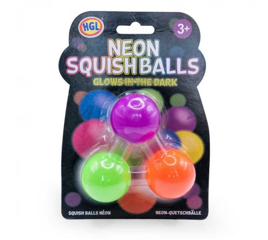 Neon Squish Balls Glow in the Dark 3 Pack