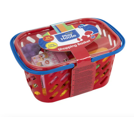 My Play House Shopping Basket – 20-Piece Pretend Play Food Set
