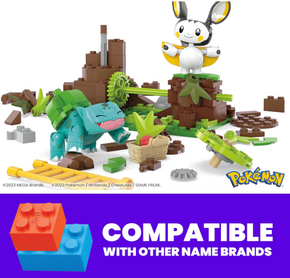 MEGA Pokémon Building Toys Set – Emolga and Bulbasaur's Charming Woods