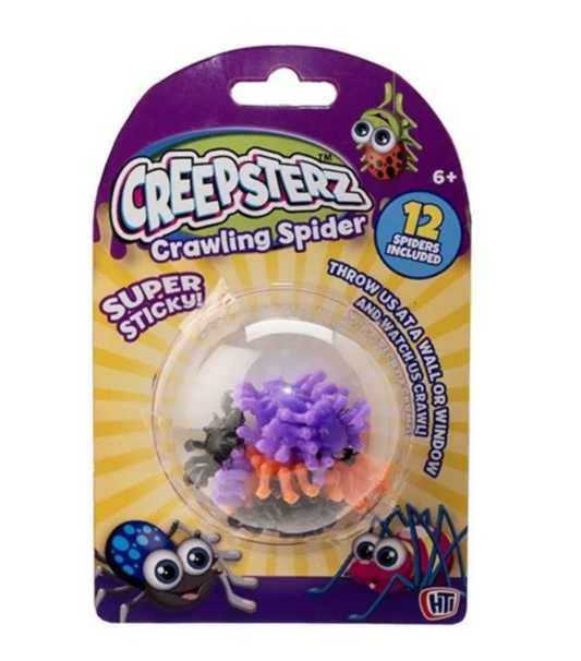 Creepsterz Sticky Crawling Spiders Pack | 12 Sticky Wall-Crawling Toys