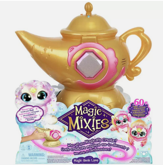 Magic Mixies Magic Genie Lamp – Pink – 8” Plush Toy with 60+ Lights & Sounds