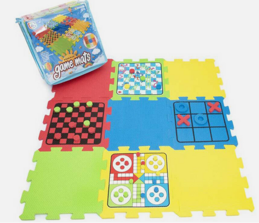 Foam Play Game Mats – 4-in-1 Classic Games Set in Zip Bag