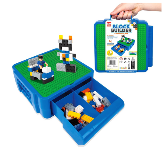 Building Blocks Storage Case – Blue | Portable Play & Brick Organizer with 50 Bricks
