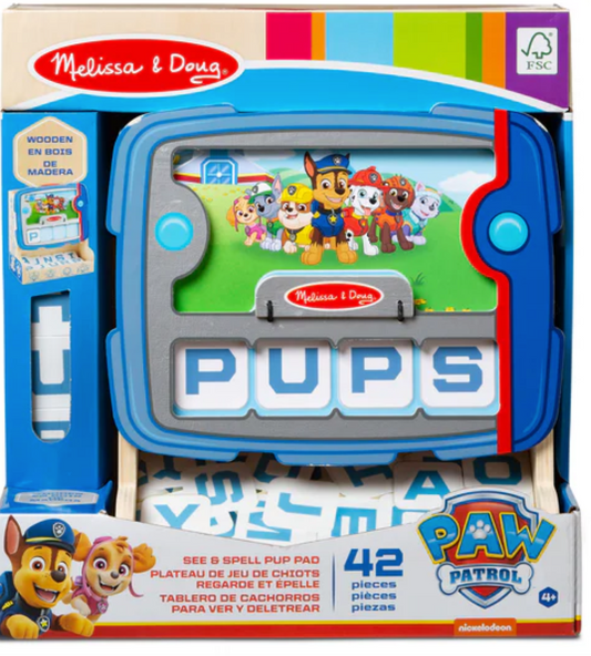 PAW Patrol See & Spell Pup Pad – Wooden Spelling Toy with Letter Tiles & Word Cards | Ages 3–5
